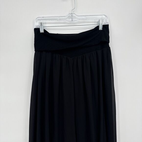 Belle Gray by Lisa Rinna Black Foldover Long Maxi Skirt Size Medium Y2k - Picture 2 of 10